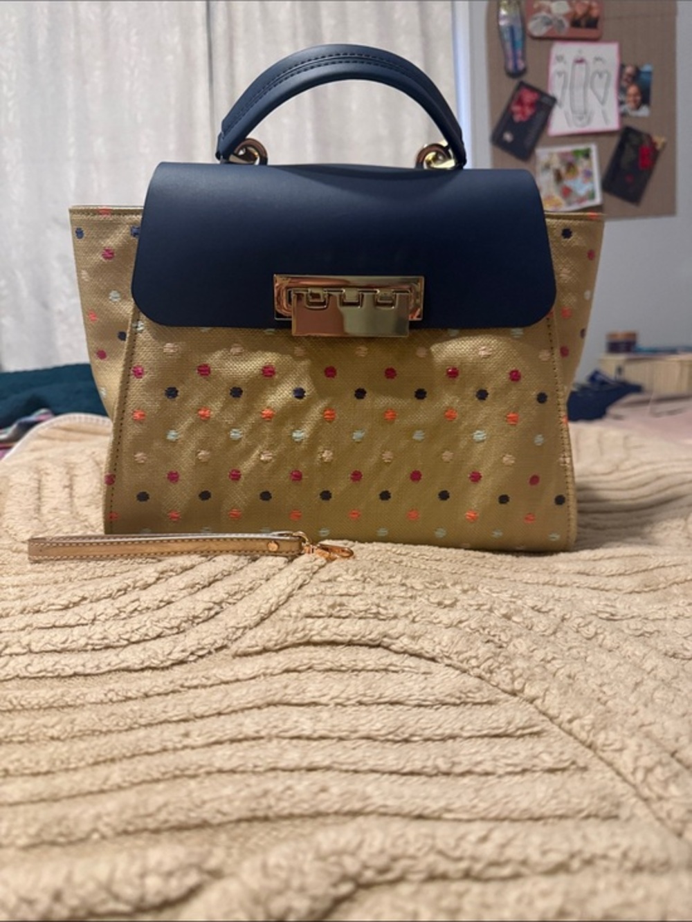 ZAC Zac Posen Rainbow Embroidered Polka Dot Eartha Bag